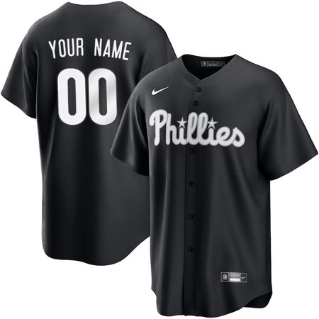 Men's Philadelphia Phillies Nike Custom Black Lights Out Replica Jersey